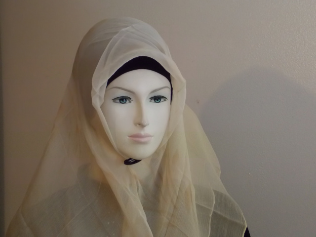Cream color soft chiffon square hijab 33